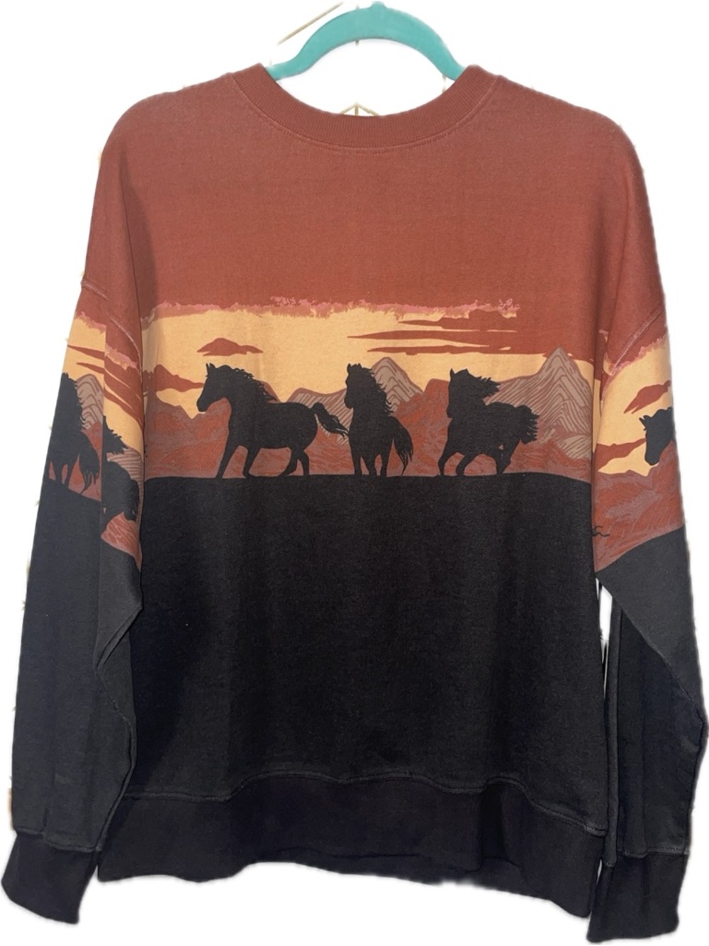 Rock and roll denim western horse border long sleeve lightweight sweatshirt NWT - Picture 4 of 10